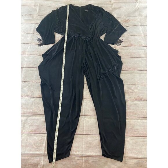 Vintage 1980's David Rose Black Harem Style Tassled Jumpsuit - Medium - Picture 3 of 13